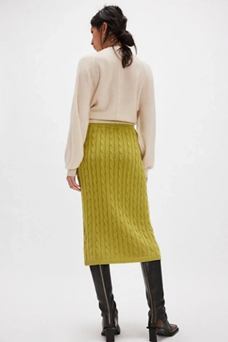 Polo Cable Knit Midi Skirt