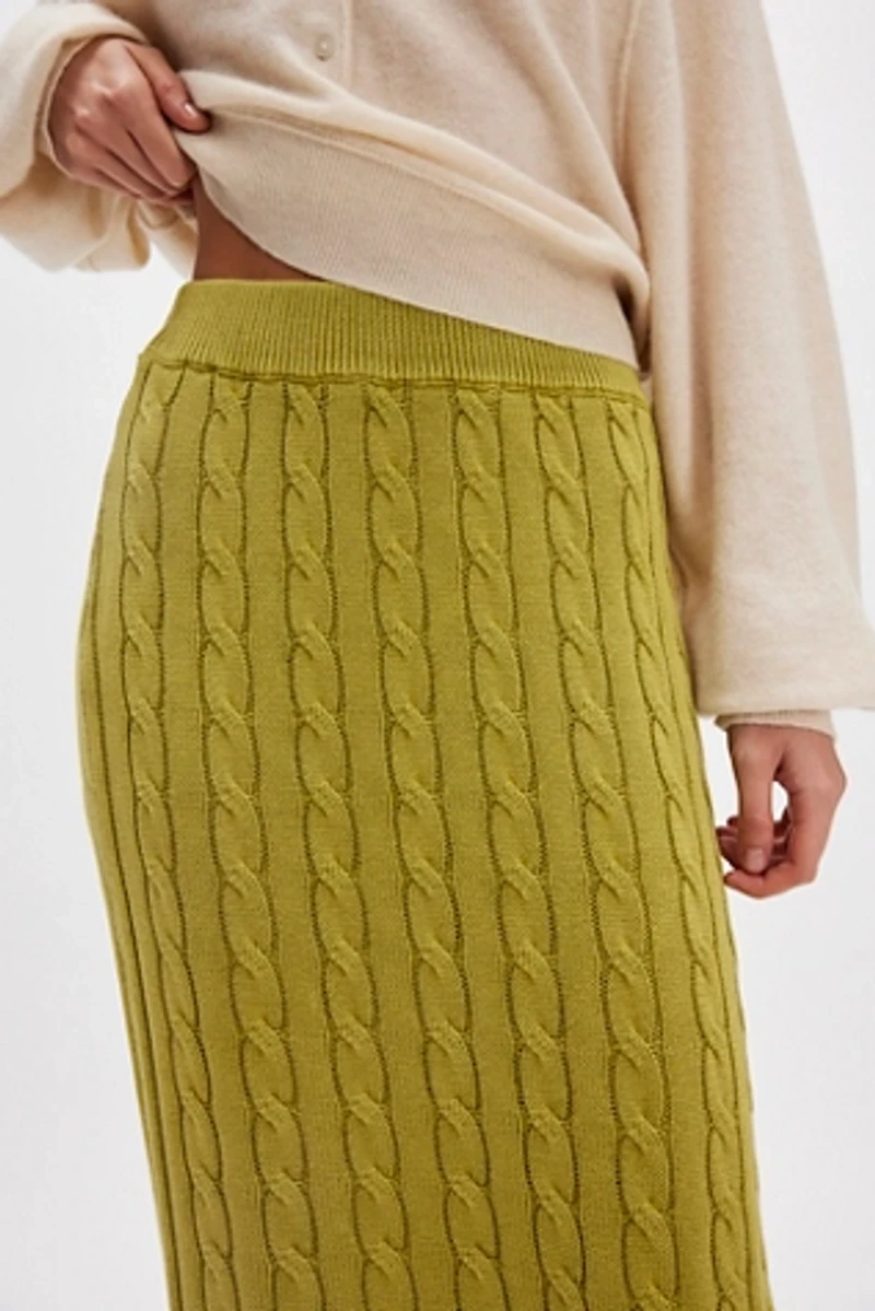 Polo Cable Knit Midi Skirt