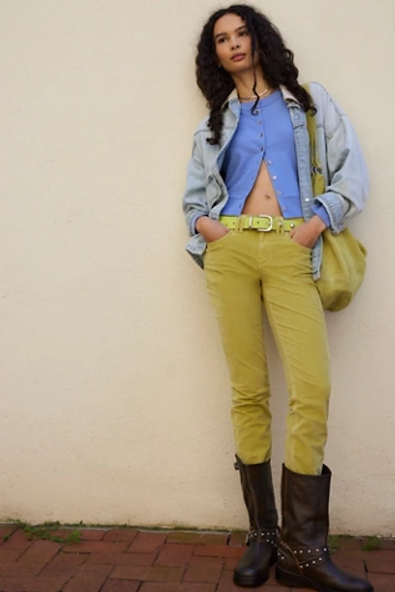 We The Free Oracle Low-Rise Slim Straight Velvet Jeans