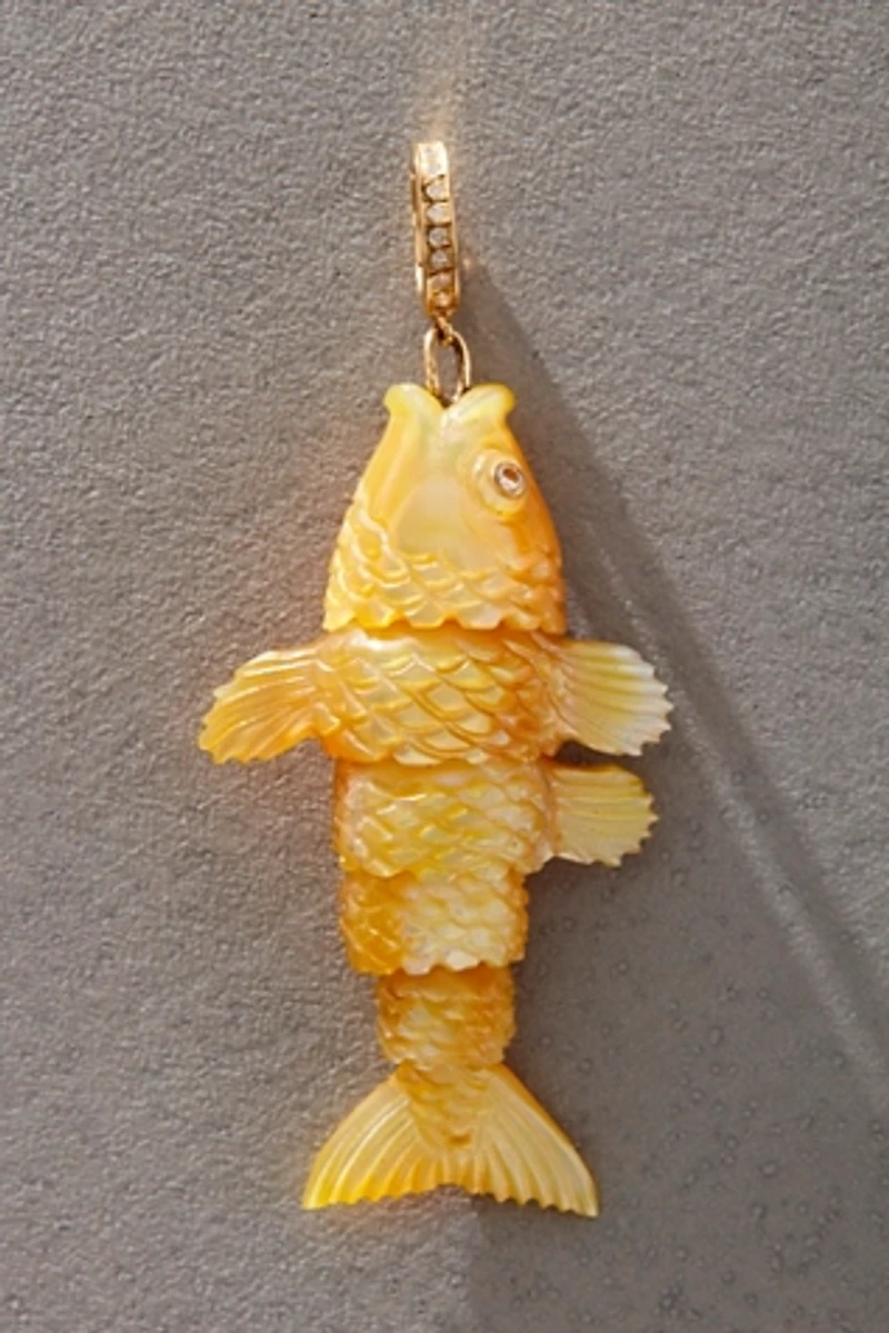 Maura Green Articulated Fish in Golden Mother of Pearl