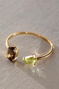 Human Design Studios Two Tone Ring Smokey Quartz & Peridot