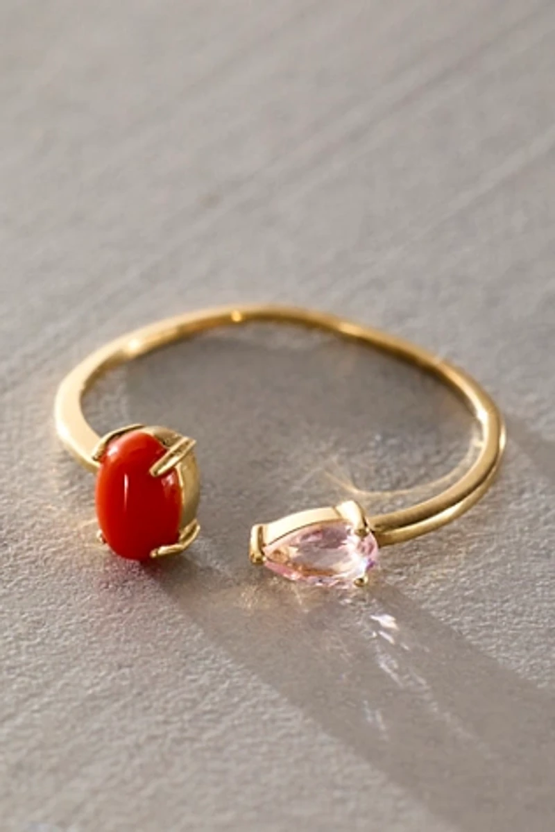 Human Design Studios Two Toned Ring In Morganite & Carnelian