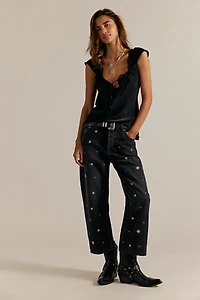 We The Free Deep Trance Shine Embroidered Dropped Boyfriend Jeans