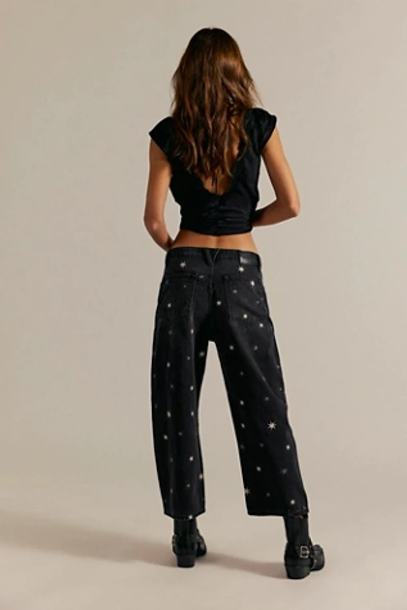 We The Free Deep Trance Shine Embroidered Dropped Boyfriend Jeans