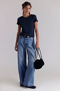 MOTHER The Pipe Dream Button Sneak High-Rise Jeans