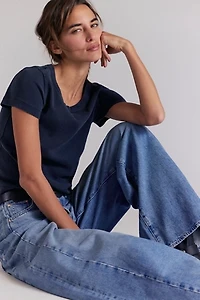 MOTHER The Pipe Dream Button Sneak High-Rise Jeans