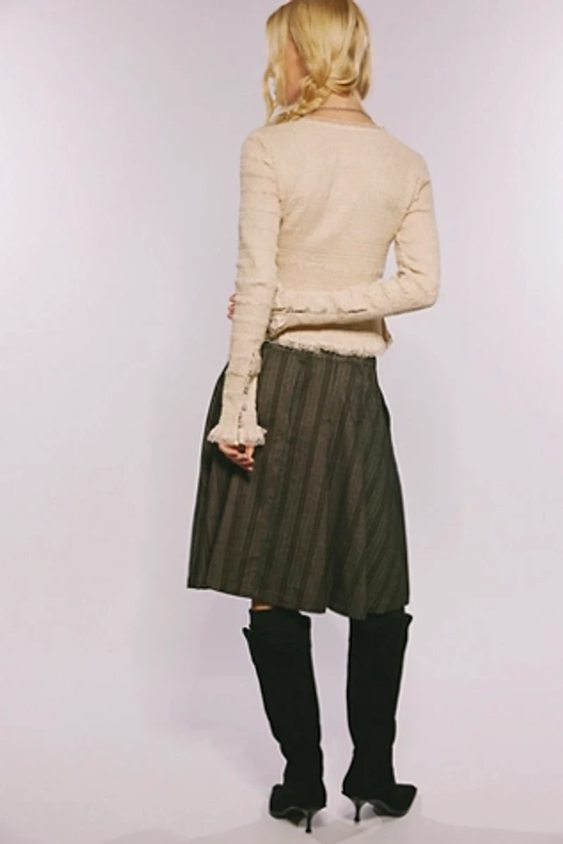 Menswear Pleated Midi Skirt