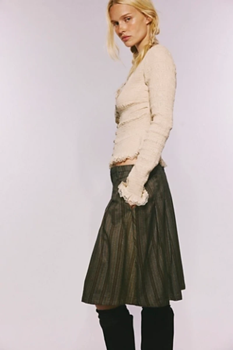 Menswear Pleated Midi Skirt