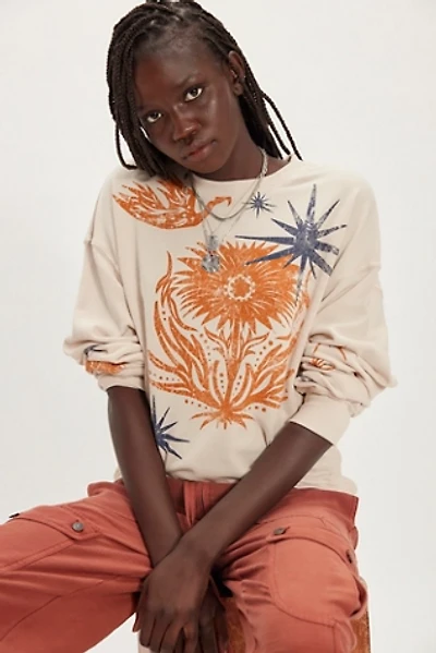 Daydreamer Folk Flower Stamps Oversized Crewneck