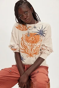 Daydreamer Folk Flower Stamps Oversized Crewneck