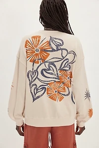 Daydreamer Folk Flower Stamps Oversized Crewneck