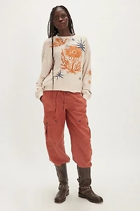 Daydreamer Folk Flower Stamps Oversized Crewneck