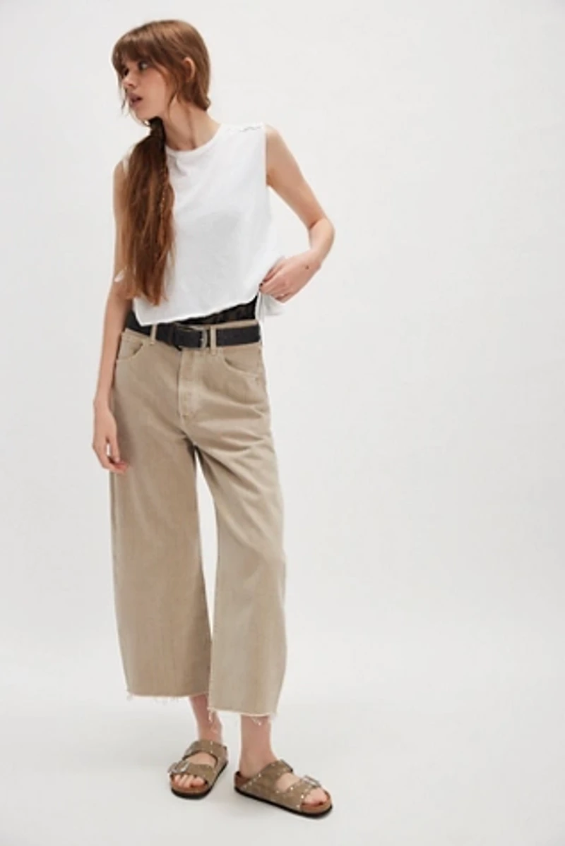 Citizens of Humanity Striped Ayla Raw Hem Cropped Jeans