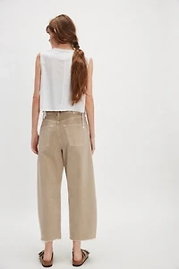 Citizens of Humanity Striped Ayla Raw Hem Cropped Jeans