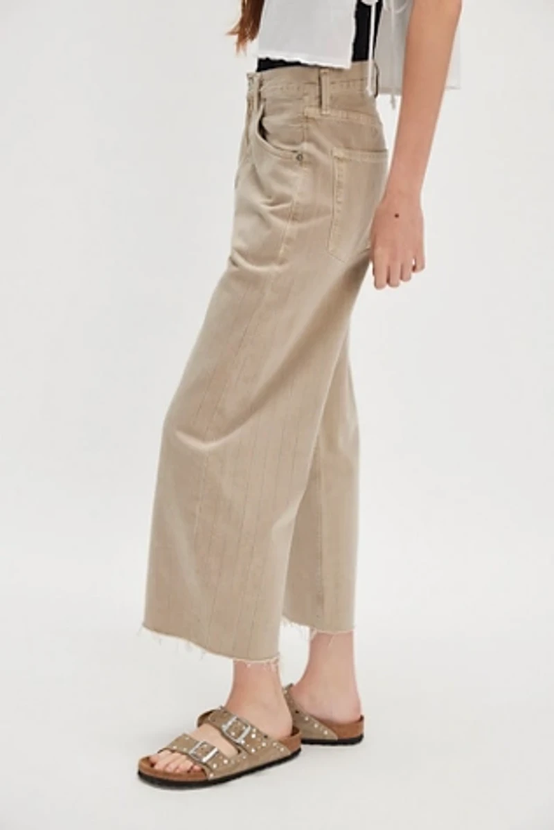 Citizens of Humanity Striped Ayla Raw Hem Cropped Jeans