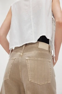 Citizens of Humanity Striped Ayla Raw Hem Cropped Jeans