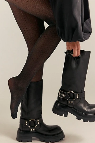 Metallized Micromesh Tights