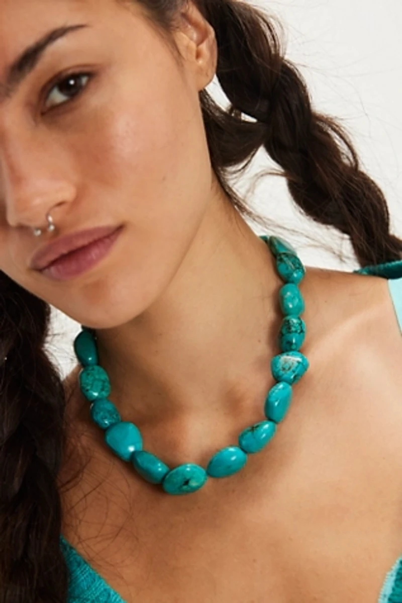 ALV Chunky Beaded Stone Necklace