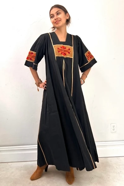 Vintage Josefa Hand Embroidered Midnight Maxi Dress Selected by Anna Corinna