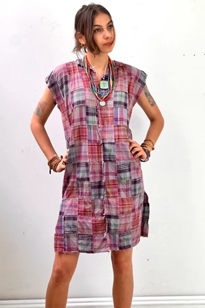 Anna Corinna Reworked Vintage Plaid Patchwork Smock Dress