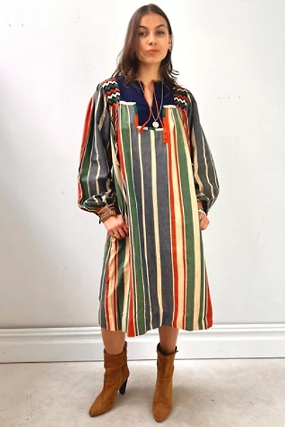 Vintage Hand Embroidered Stripe Josefa Dress Selected by Anna Corinna