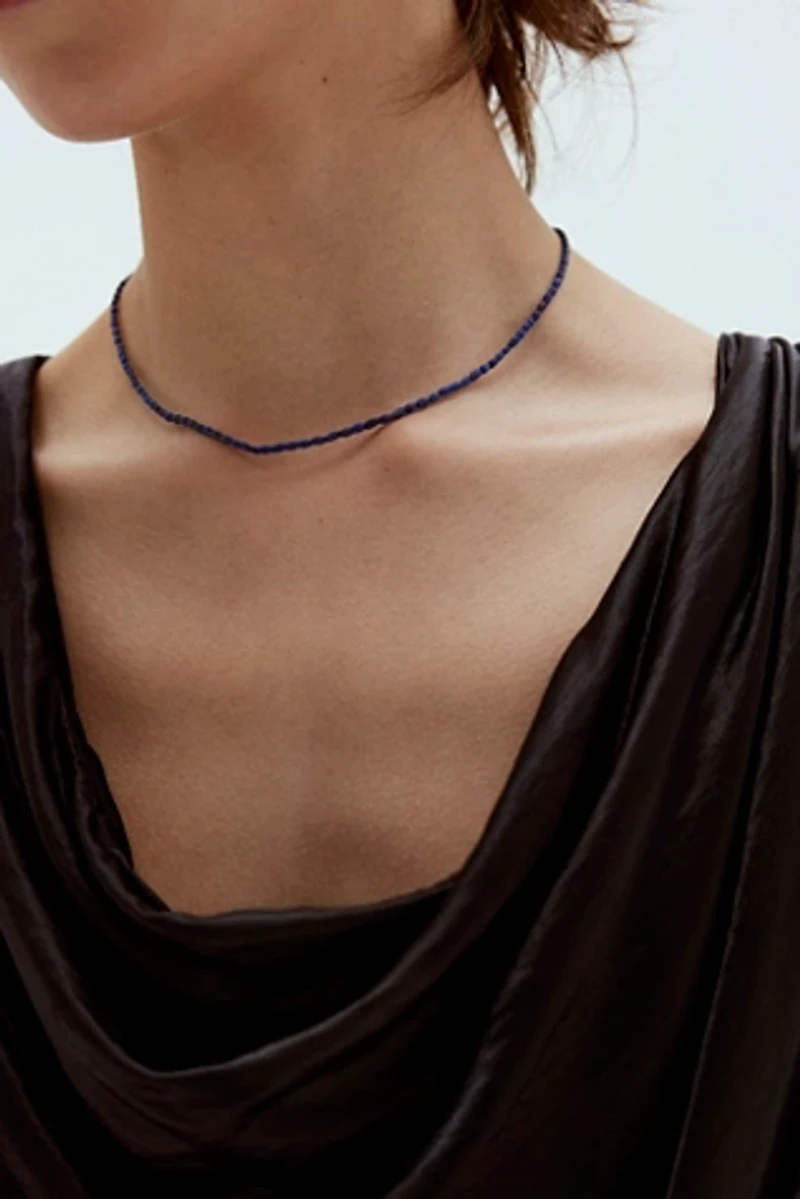 Takara Bead Strand Bicone Lapis Necklace