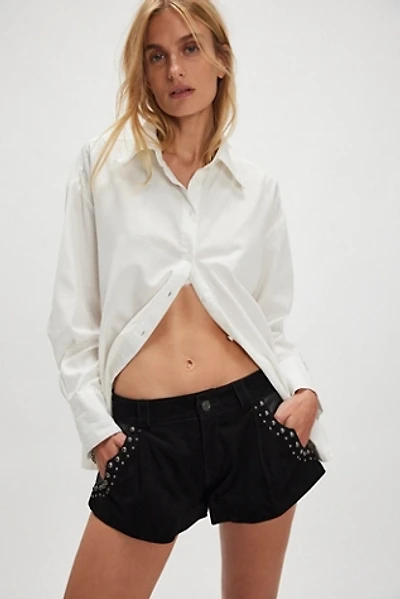 Understated Leather Studded Suede Combo Shorts