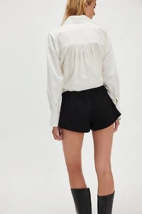 Understated Leather Studded Suede Combo Shorts