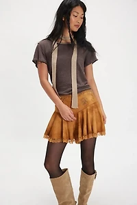 Nigel Preston Ruffle Suede Shorts