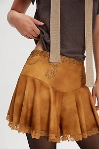 Nigel Preston Ruffle Suede Shorts
