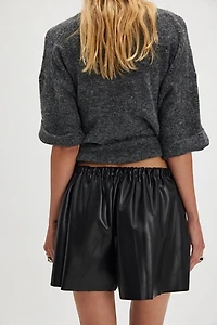 Norma Kamali Menswear Vegan Pleated Shorts