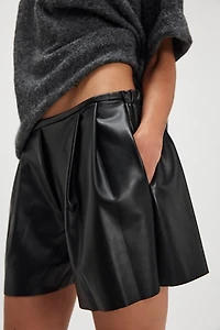 Norma Kamali Menswear Vegan Pleated Shorts