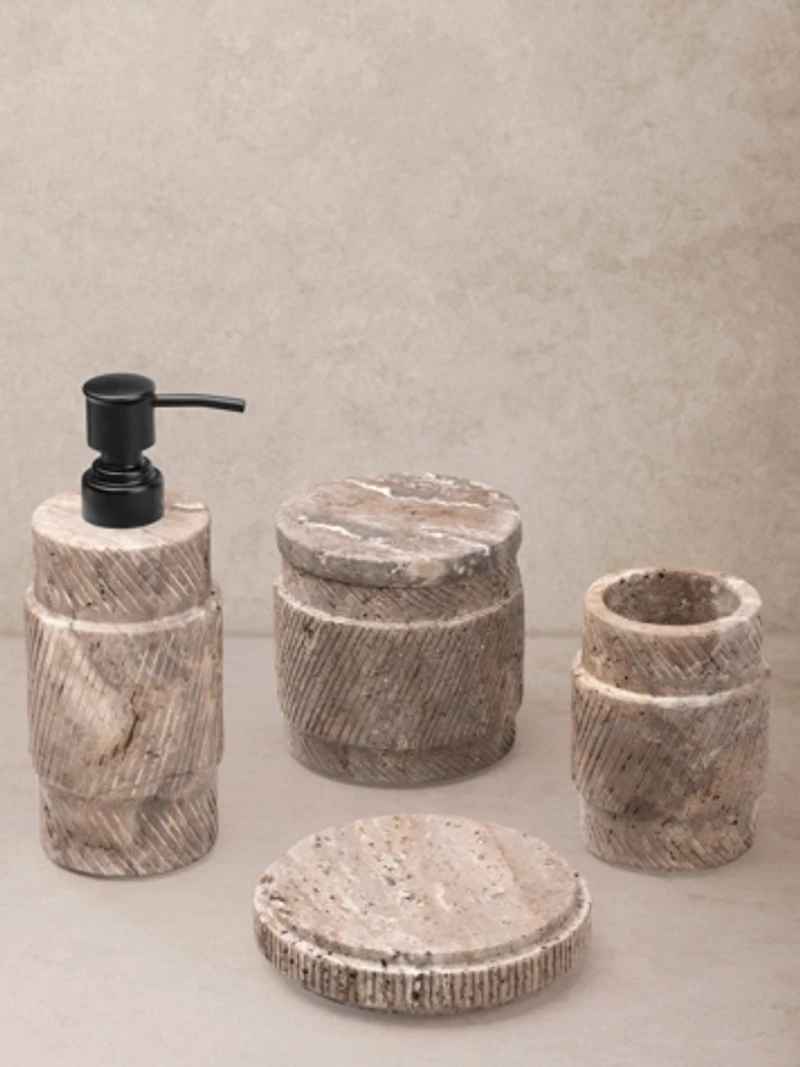 GAURI KOHLI Tallinn Travertine Bath Accessories