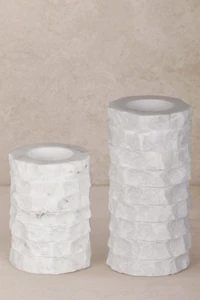 GAURI KOHLI Flores Marble Taper Candle Holders