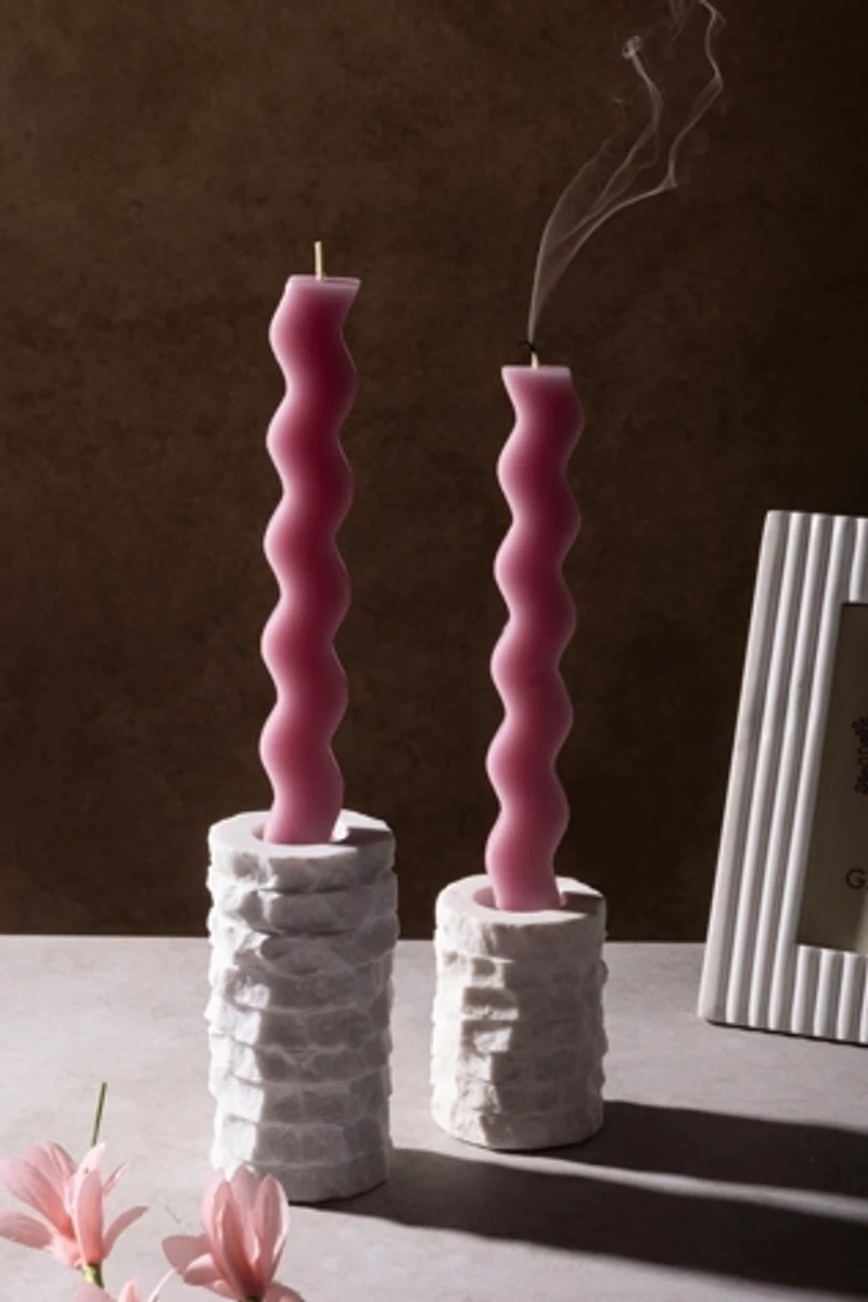 GAURI KOHLI Flores Marble Taper Candle Holders