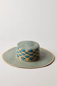 Eleganica Tropical Mar Azul Wide Brim Panama Hat