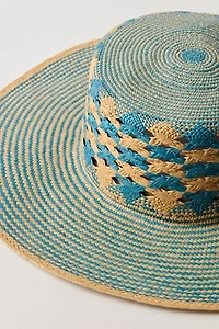 Eleganica Tropical Mar Azul Wide Brim Panama Hat