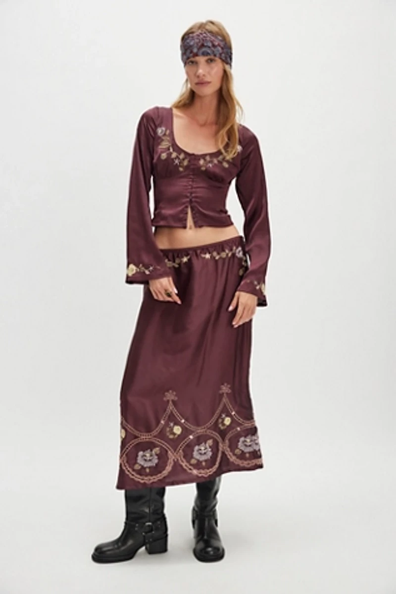 Autumn Bloom Midi Skirt Set