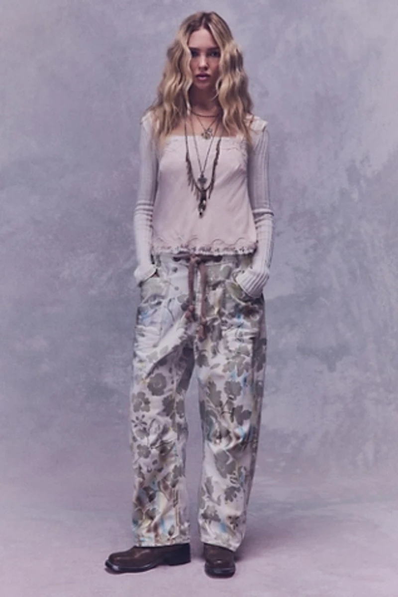 We The Free Moxie Printed Flocked Barrel Jeans