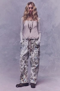 We The Free Moxie Printed Flocked Barrel Jeans