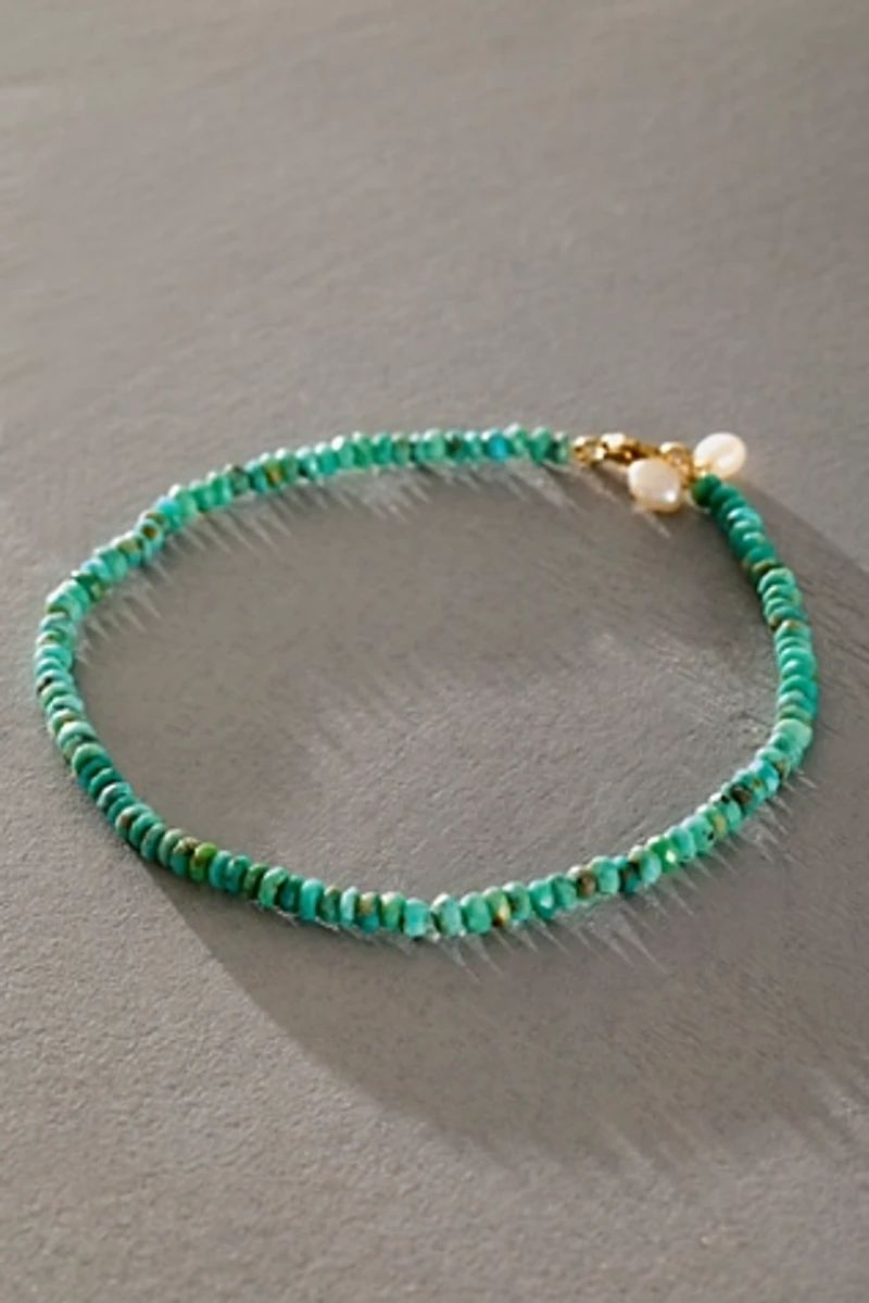 Atma Prema Turquoise & Pearl Charm Anklet