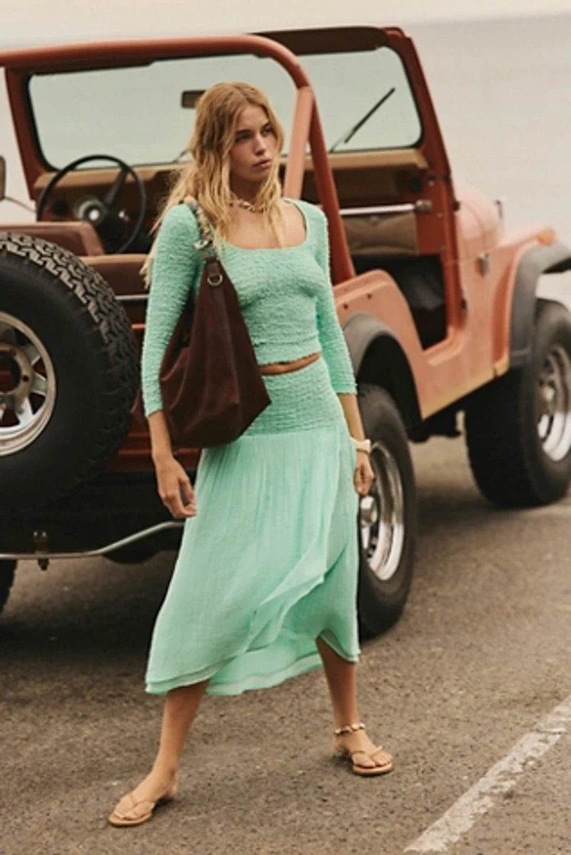 Pucker Me Up Midi Skirt Set