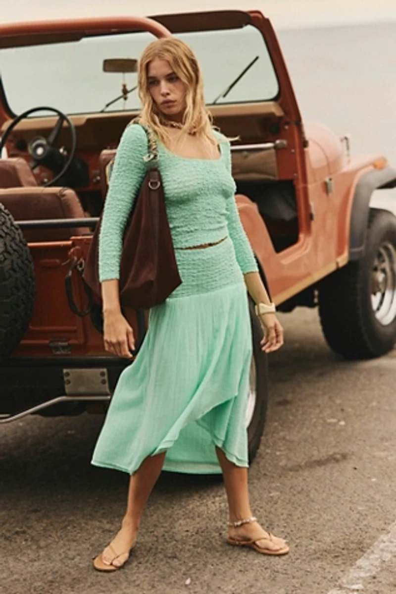Pucker Me Up Midi Skirt Set