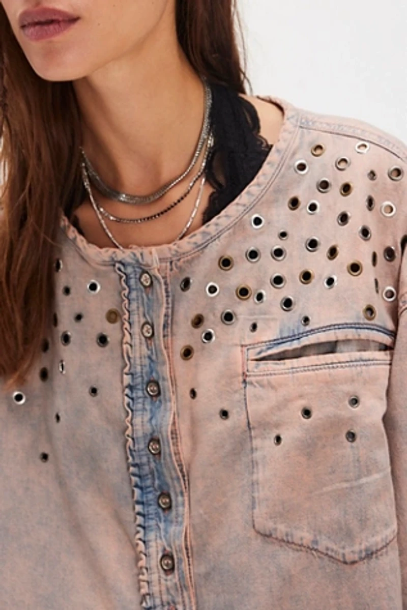 Tricia Fix Studded Denim Dreaming Top