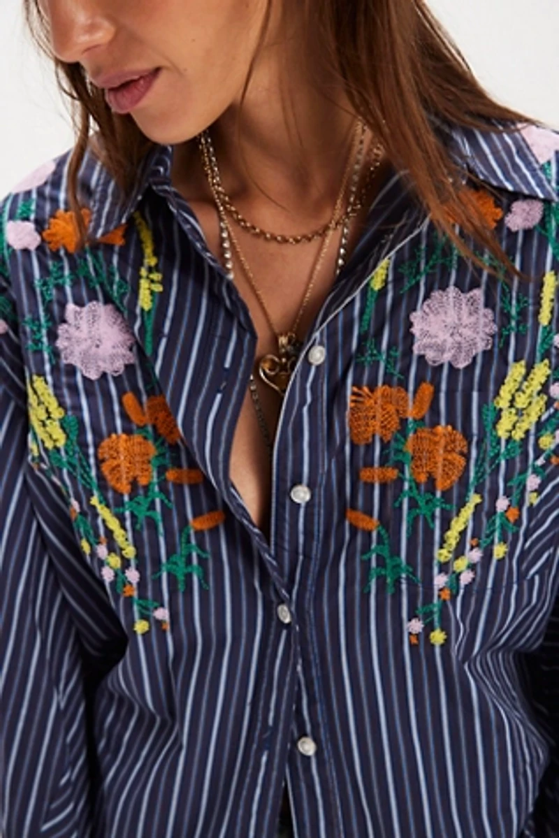 Tricia Fix Embroidered Sabine Striped Top