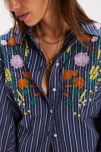 Tricia Fix Embroidered Sabine Striped Top