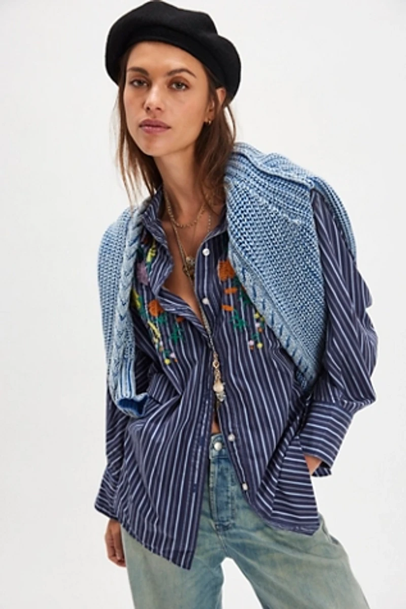 Tricia Fix Embroidered Sabine Striped Top
