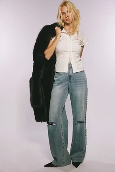 FP Exclusive OneTeaspoon Jackson Star Seam Studded Wide-Leg Jeans