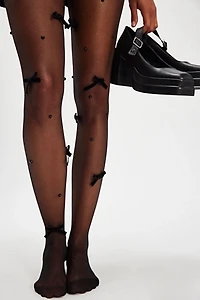 Nevermore Peek Bow Embellished Tights