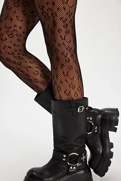 Leopard Print Fishnet Tights
